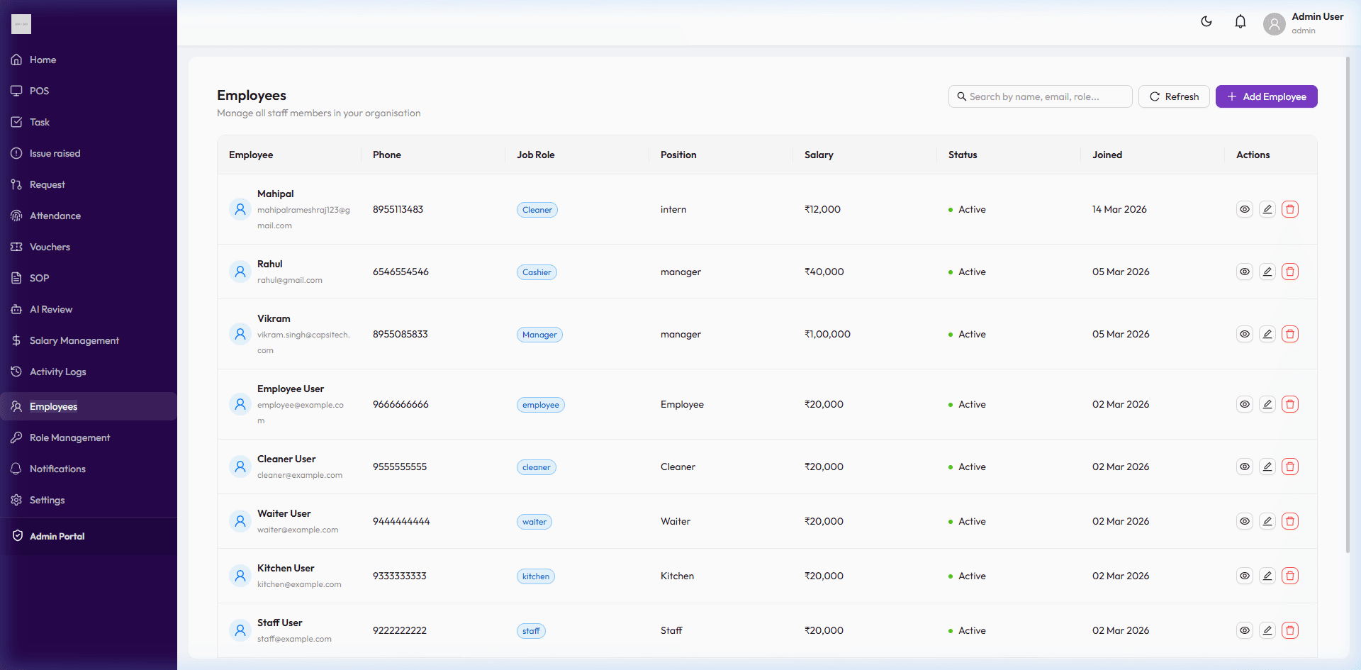 Staff & Employee Management