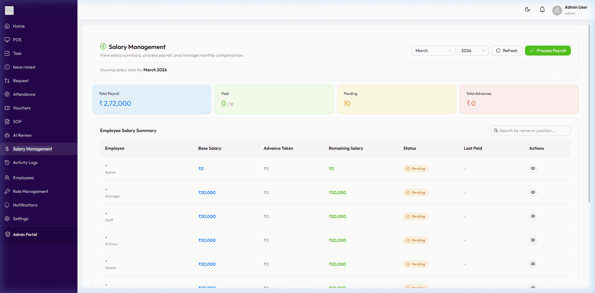 Salary & Payroll Processing